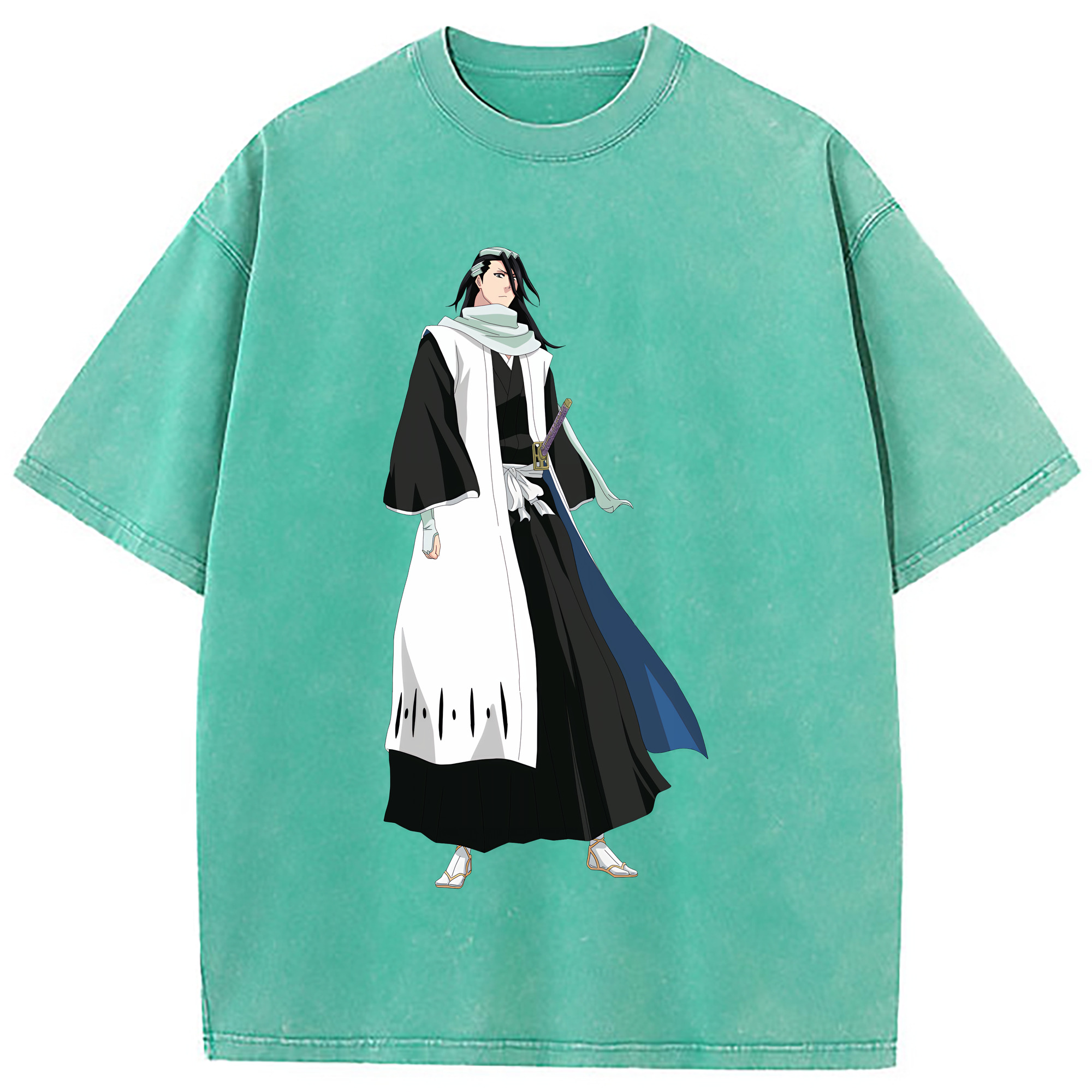 （画像用） ブリーチ くちき びゃくや BLEACH Kuchiki Byakuya 綿100% ヴィンテージ風 半袖Tシャツ（フロントプリント）